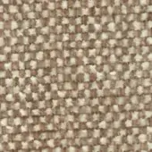 Woven fabric texture, medium-brown and beige tones, repeating stylized star pattern in horizontal rows, dense nubby weave, “elite 285”.